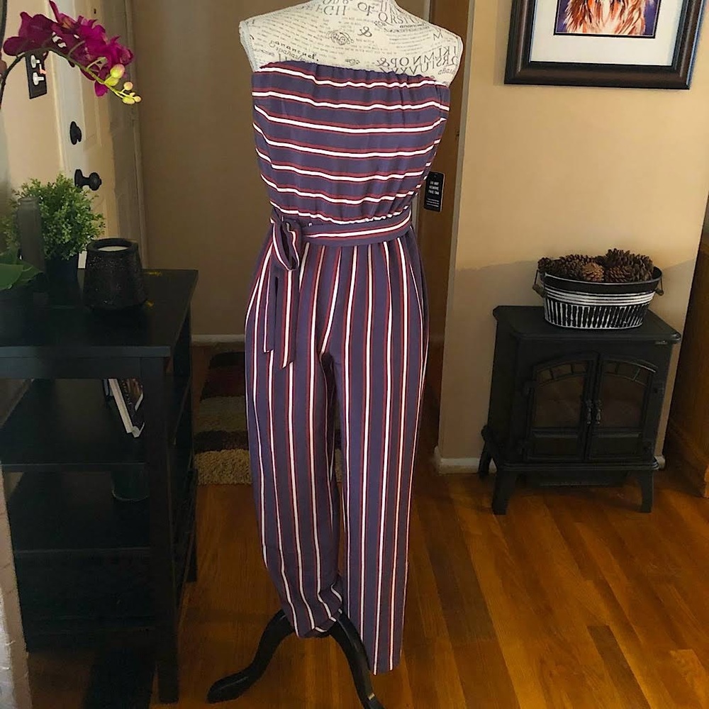 Express Strapless Jumpsuit One Piece Pantsuit Striped